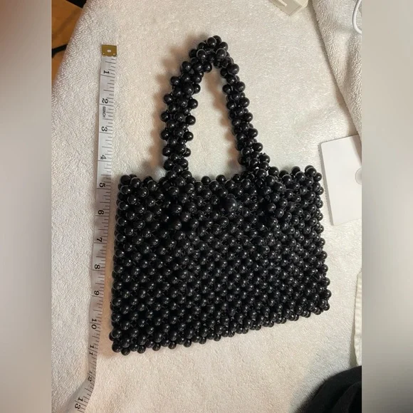 One of a kind black vintage beaded evening bag - Picture 7 of 8